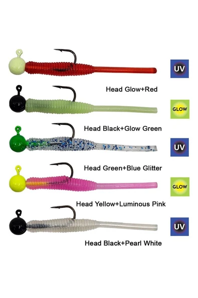 Kendo Hook Worm Jighead Lrf Silikonu 1gr 4.5cm 5 Adet - Resim 2