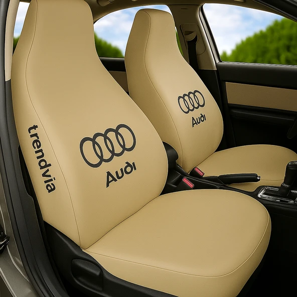 Audi İçin Bej Ön ve Arka Oto Servis Koltuk Kılıfı Penye Kumaş Koltuk Seti
