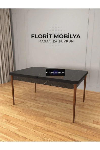 florit mobilya masamıza buyurun 6 Kişilik Açılır Masa Sandalye Takımı Mutfak Masası Takımı Salon Masası Yemek Masası siyah masa - Resim 4