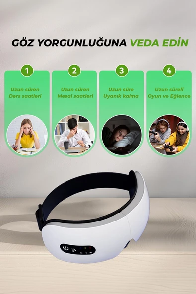 Göz Masaj Aleti Isıtmalı Titreşimli Türkçe Seslendirmeli  Bluetooth - Resim 4