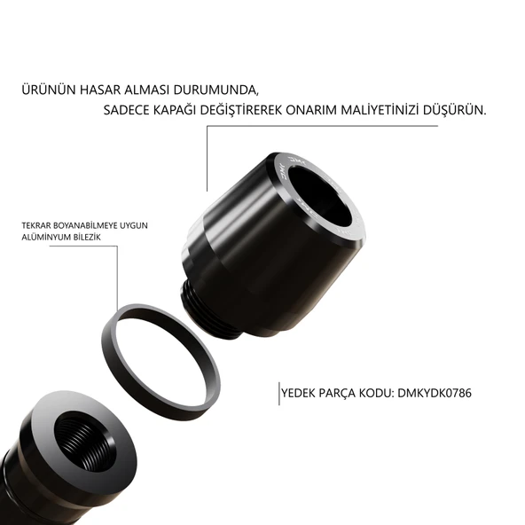Yamaha MT-07 Uyumlu Grenaj Koruma Takozu (SİYAH) - 3