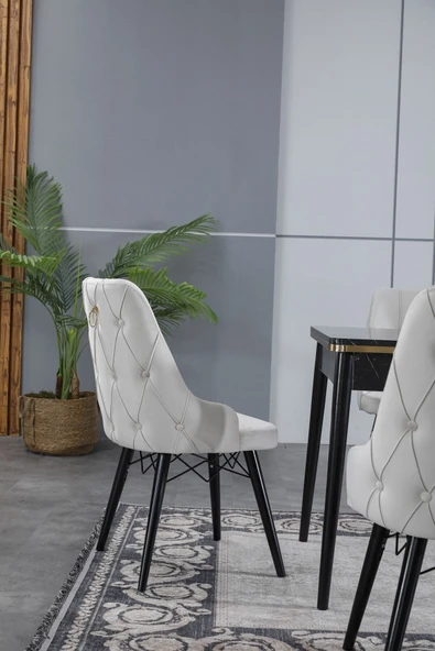 florit mobilya masamıza buyurun Miraç Serisi 80x130 Açılabilir,6 Kişilik Mutfak Masası Takımı, Yemek Masası Takımı, Masa Takımı-krem - Resim 4