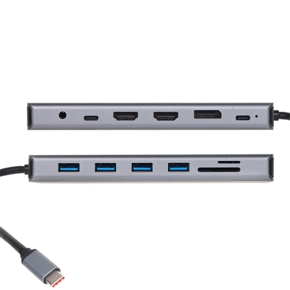 Vcom CU4706 Type-C To HDMI-2+DP+USB3.0-3+TYPE C+USB2.0+RJ45+SD2.0+TF2.0+PD+DC 3.5mm 13 in 1 Çevirici - 1