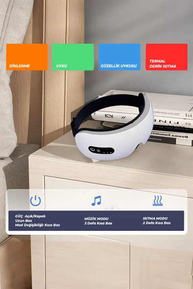 Göz Masaj Aleti Isıtmalı Titreşimli Türkçe Seslendirmeli  Bluetooth - Resim 8