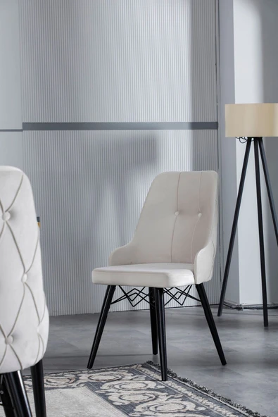 florit mobilya masamıza buyurun Modern Yemek Masası Mutfak Masası Salon Masası 6 kişilik Açılır Kapanır Masa Antrasit Gri-Krem - Resim 4