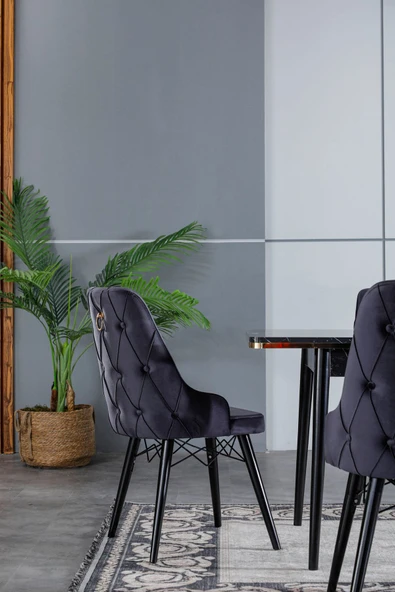 florit mobilya masamıza buyurun Modern Yemek Masası Mutfak Masası Salon Masası 6 kişilik Açılır Kapanır Masa Antrasit Gri-Krem - Resim 2