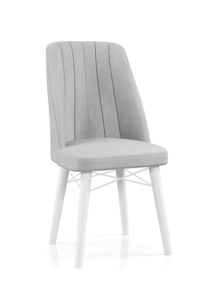 florit mobilya masamıza buyurun Elit Serisi Babyface Kumaş Beyaz Ahşap Gürgen Ayaklı Mutfak Sandalyeleri 1 Adet ürün görseli