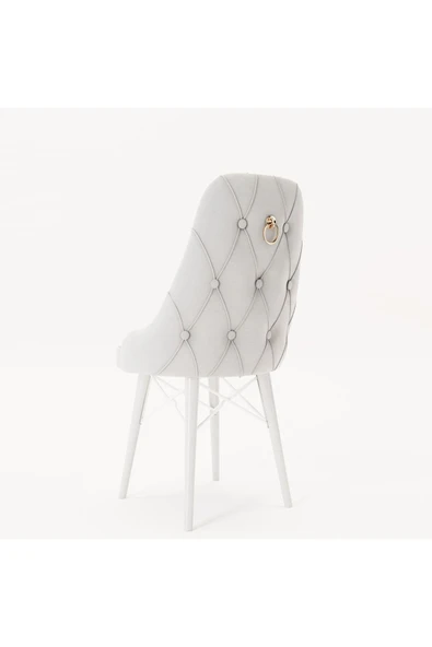 florit mobilya masamıza buyurun Siesta Serisi Babyface Kumaş Beyaz Ahşap Gürgen Ayaklı Mutfak Sandalyeleri 1 Adet - Resim 3