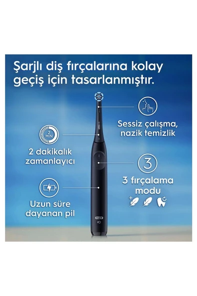 Oral-B İo 2 Gece Siyahı Şarjlı Diş Fırçası 1 Diş Fırçası Başlığı 1 Seyahat Kutusu - 6
