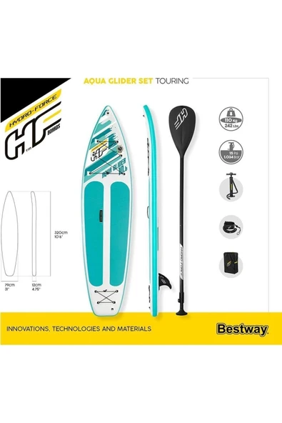 BESTWAY 65347 Şişme Kano Sörf Tahtası-çantalı Set Kürek Ve Pompa Dahil 320x79x12 Cm - 5