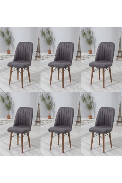 florit mobilya masamıza buyurun 6 Kişilik Mutfak Masası Takımı, Yemek Masası Takımı, Masa Takımı- Gri - Resim 3