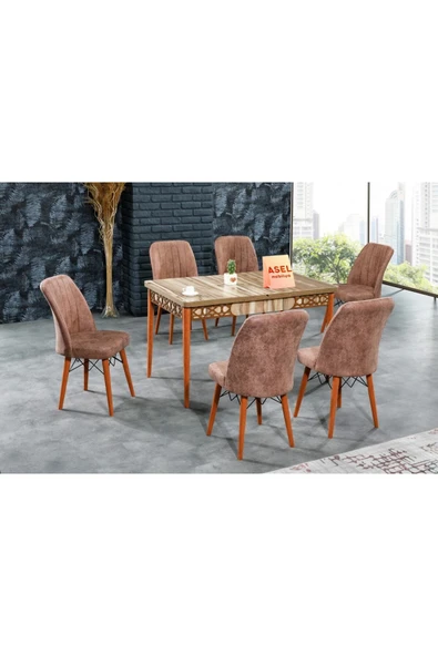 florit mobilya masamıza buyurun Floria Açılır Karegold Yemek Ve Mutfak Masası Takımı 6 Sandalyeli - Koyu Cappucino - 2