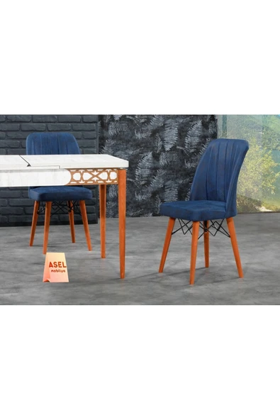 florit mobilya masamıza buyurun Antik Mermer Açılır Karegold Yemek Ve Mutfak Masası Takımı 4 Sandalyeli - Hardal - Resim 3