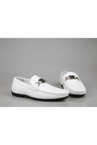 Marcomen 21147 Hakiki Deri Beyaz Ve Siyah Erkek Günlük Ayakkabı 21147
