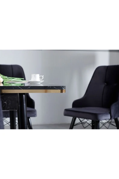 florit mobilya masamıza buyurun Modern Yemek Masası Mutfak Masası Salon Masası 6 kişilik Açılır Kapanır Masa Antrasit Gri-Krem - Resim 5