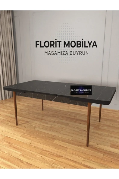 florit mobilya masamıza buyurun 6 Kişilik Açılır Masa Sandalye Takımı Mutfak Masası Takımı Salon Masası Yemek Masası siyah masa - Resim 4