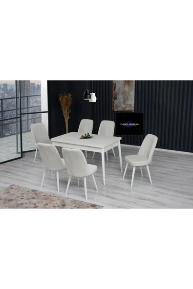 florit mobilya masamıza buyurun Baby Kumaş A Calite Açılır Mutfak Masası Takımı Yemek Masası Takımı Krem ürün görseli