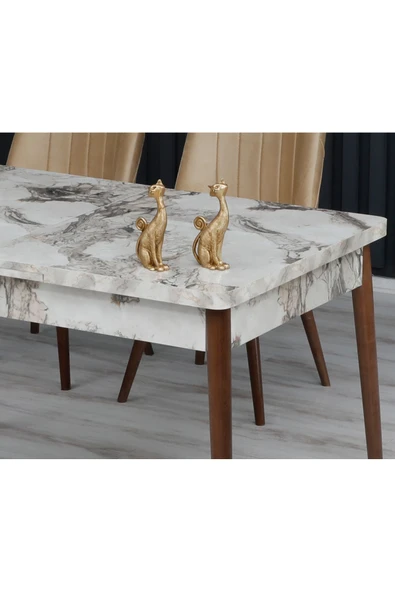 florit mobilya masamıza buyurun YEMEK MASASI AHŞAP MASA AÇILIR KAPANIR 6 KİŞİLİK MASA - Resim 2