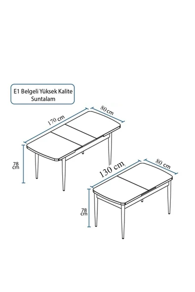 florit mobilya masamıza buyurun 80x130 Açılabilir,6 Kişilik Mutfak Masası Takımı, Yemek Masası Takımı, Masa Takımı- Krem - Resim 5