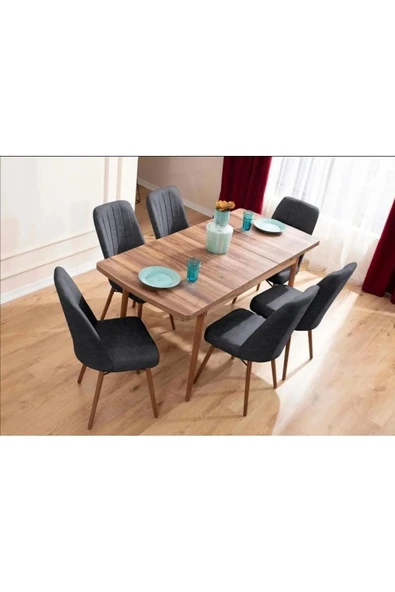 florit mobilya masamıza buyurun 80x130 Açılabilir,6 Kişilik Mutfak Masası Takımı, Yemek Masası Takımı, Masa Takımı - Resim 2