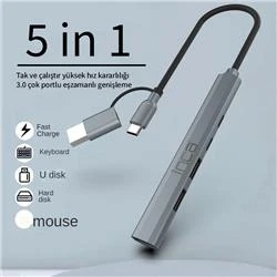 Inca IUTP-06TX 5in1 USB 3.0 + 2xUSB 2.0+Type-C+PD 100W USB+Type-C Çoklayıcı 3.0 ile 5 Gbps - 3