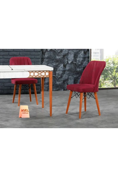 florit mobilya masamıza buyurun Siyah Sabit Karegold Yemek Ve Mutfak Masası Takımı 4 Sandalyeli - Mürdüm - Resim 2