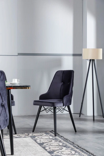 florit mobilya masamıza buyurun Modern Yemek Masası Mutfak Masası Salon Masası 6 kişilik Açılır Kapanır Masa Antrasit Gri-Krem - Resim 6