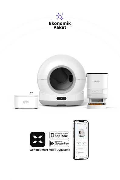 Xenon Smart Akıllı Otomatik Kameralı Kedi Tuvaleti Paslanmaz Çelik Kaseli Mama Kabı Led Işıklı Su Pınarı ve Filtre 4'lü Pet Seti - 4