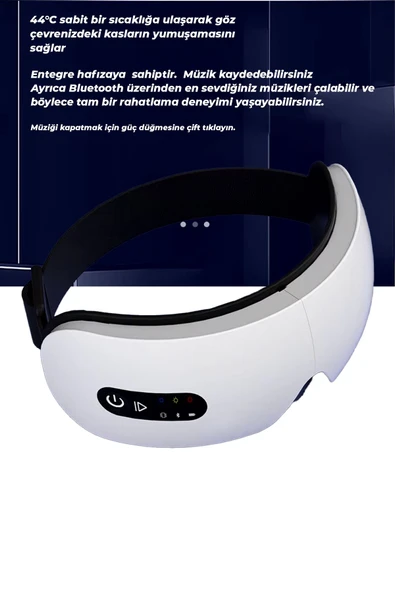 Göz Masaj Aleti Isıtmalı Titreşimli Türkçe Seslendirmeli  Bluetooth - Resim 6