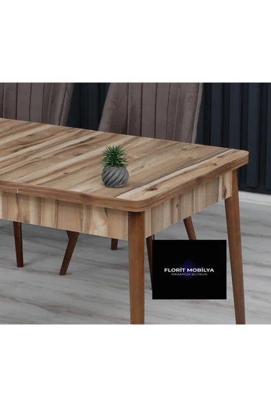 florit mobilya masamıza buyurun Ilga Serisi 80x130 Açılabilir,6 Kişilik Mutfak Masası Takımı, Yemek Masası Takımı, Masa Takımı-krem - Resim 4