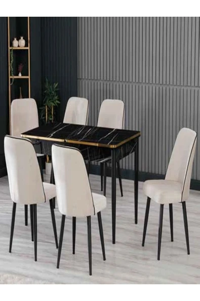 florit mobilya masamıza buyurun Elit Serisi 80 x 130 Açılır Yemek Masası Takımı-Mutfak Masası-6 Kişilik - Resim 4