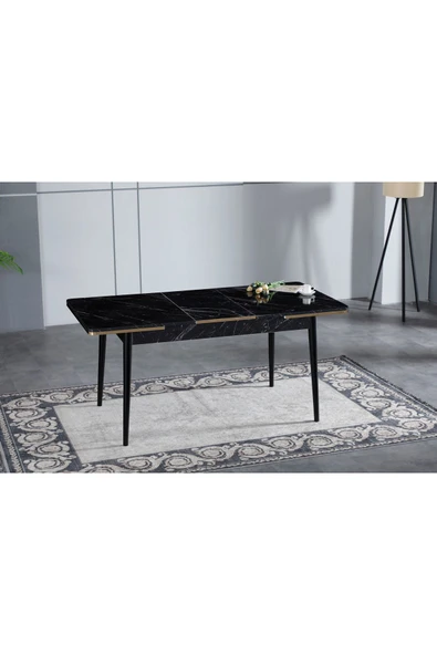 florit mobilya masamıza buyurun Siyah Mermer Açılabilir Mutfak Masası - Resim 2