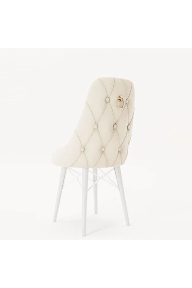 florit mobilya masamıza buyurun Siesta Serisi Babyface Kumaş Beyaz Ahşap Gürgen Ayaklı Mutfak Sandalyeleri 1 Adet - Resim 3