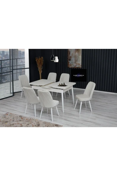 florit mobilya masamıza buyurun Baby Kumaş A Calite Açılır Mutfak Masası Takımı Yemek Masası Takımı Krem - Resim 2