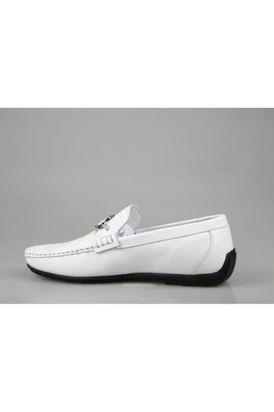 Marcomen 21147 Hakiki Deri Beyaz Ve Siyah Erkek Günlük Ayakkabı 21147 - 3