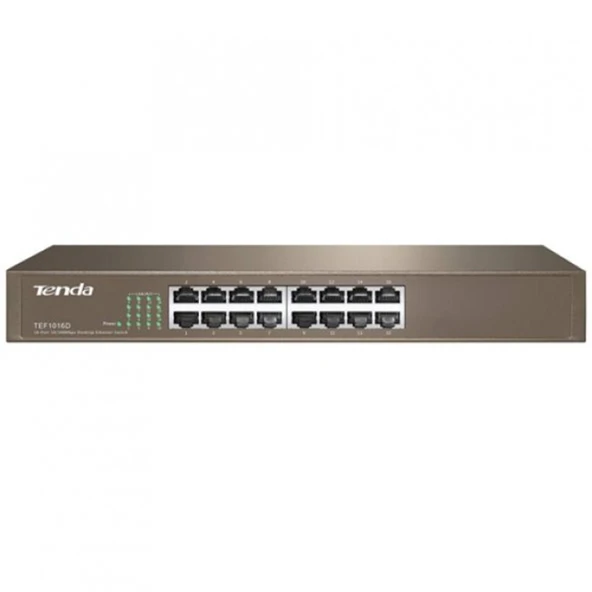 Tenda TEF1016D 16 Port 10-100 Mbps Switch Çelik Kasa Rack Mount ürün görseli