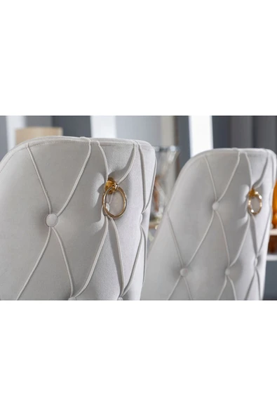 florit mobilya masamıza buyurun Modern Yemek Masası Mutfak Masası Salon Masası 6 kişilik Açılır Kapanır Masa Antrasit Gri-Krem - Resim 2