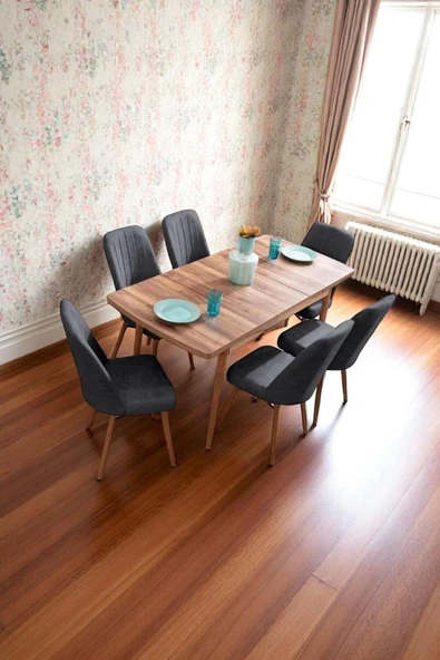 florit mobilya masamıza buyurun 6 Kişilik Açılır Masa Sandalye Takımı Mutfak Masası Takımı Salon Masası Yemek Masası Masa Takımı - Resim 2