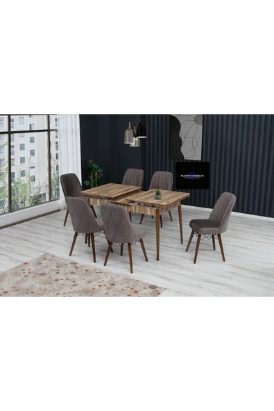 florit mobilya masamıza buyurun Ilga Serisi 80x130 Açılabilir, 6 Kişilik, Mutfak Masası, Yemek Masası, Masa Takımı-antrasit - Resim 2