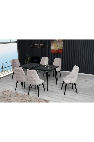 florit mobilya masamıza buyurun Antrasit Serisi 80*130 Açılabilir Mutfak Masası Takımı 1. Sınıf Bayby Face Krem - Resim 2