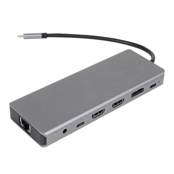 Vcom CU4706 Type-C To HDMI-2+DP+USB3.0-3+TYPE C+USB2.0+RJ45+SD2.0+TF2.0+PD+DC 3.5mm 13 in 1 Çevirici - 2