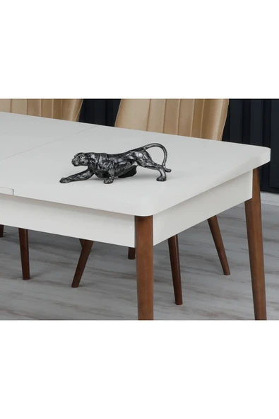 florit mobilya masamıza buyurun Klasik Yemek Masası 4-6 Kişilik AÇILIR-KAPANIR SİYAH MERMER-BEYAZ MERMER-BEYAZ-CEVİZ ürün görseli