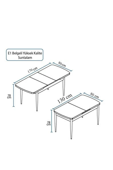 florit mobilya masamıza buyurun 6 Kişilik Mutfak Masası Takımı, Yemek Masası Takımı, Masa Takımı- Gri - Resim 4