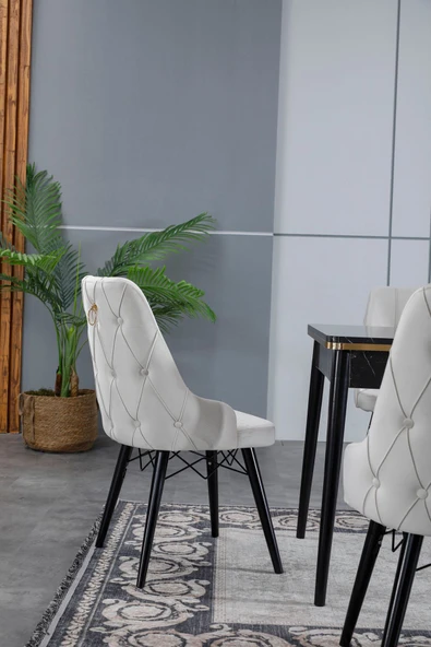 florit mobilya masamıza buyurun Modern Yemek Masası Mutfak Masası Salon Masası 6 kişilik Açılır Kapanır Masa Antrasit Gri-Krem - Resim 3