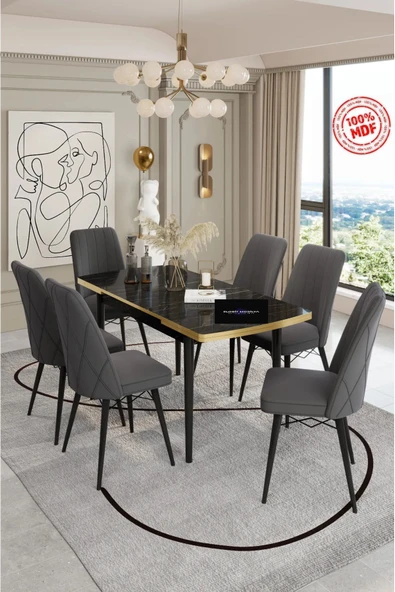 florit mobilya masamıza buyurun 6 Kişilik Yemek Masası Takımı BABYFACE Sandalye Açılır Masa Takımı Mutfak Masası ürün görseli