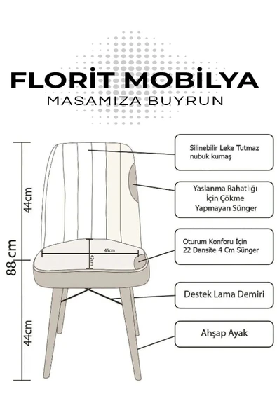 florit mobilya masamıza buyurun 6 Kişilik Açılır Masa Sandalye Takımı Mutfak Masası Takımı Salon Masası Yemek Masası Masa Takımı - Resim 6