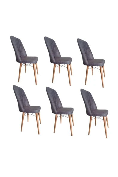 florit mobilya masamıza buyurun 6 Adet Sandalye Takımı Kare Gold Ceviz Gürgen Ahşap Ayaklı Füme Mutfak Sandalyesi ürün görseli