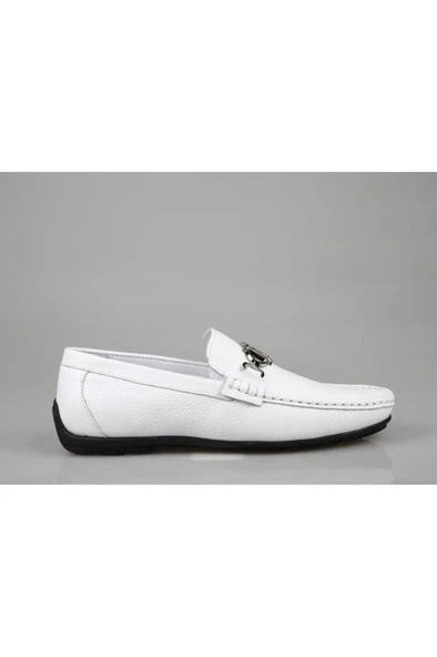 Marcomen 21147 Hakiki Deri Beyaz Ve Siyah Erkek Günlük Ayakkabı 21147 - 2