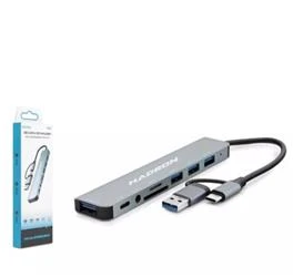 Hadron Hdx7828 Type-C Hub Combo 3-Usb3.0 + Usb + Type-C + Audio + Sd + Tf 8In1 Gri - 2