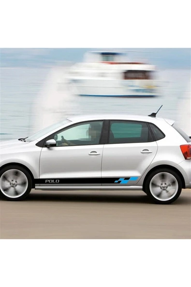 İndispensableyl Volkswagen Polo Yan Kapı Siyah Mavi Sticker Etiket Modeli ürün görseli